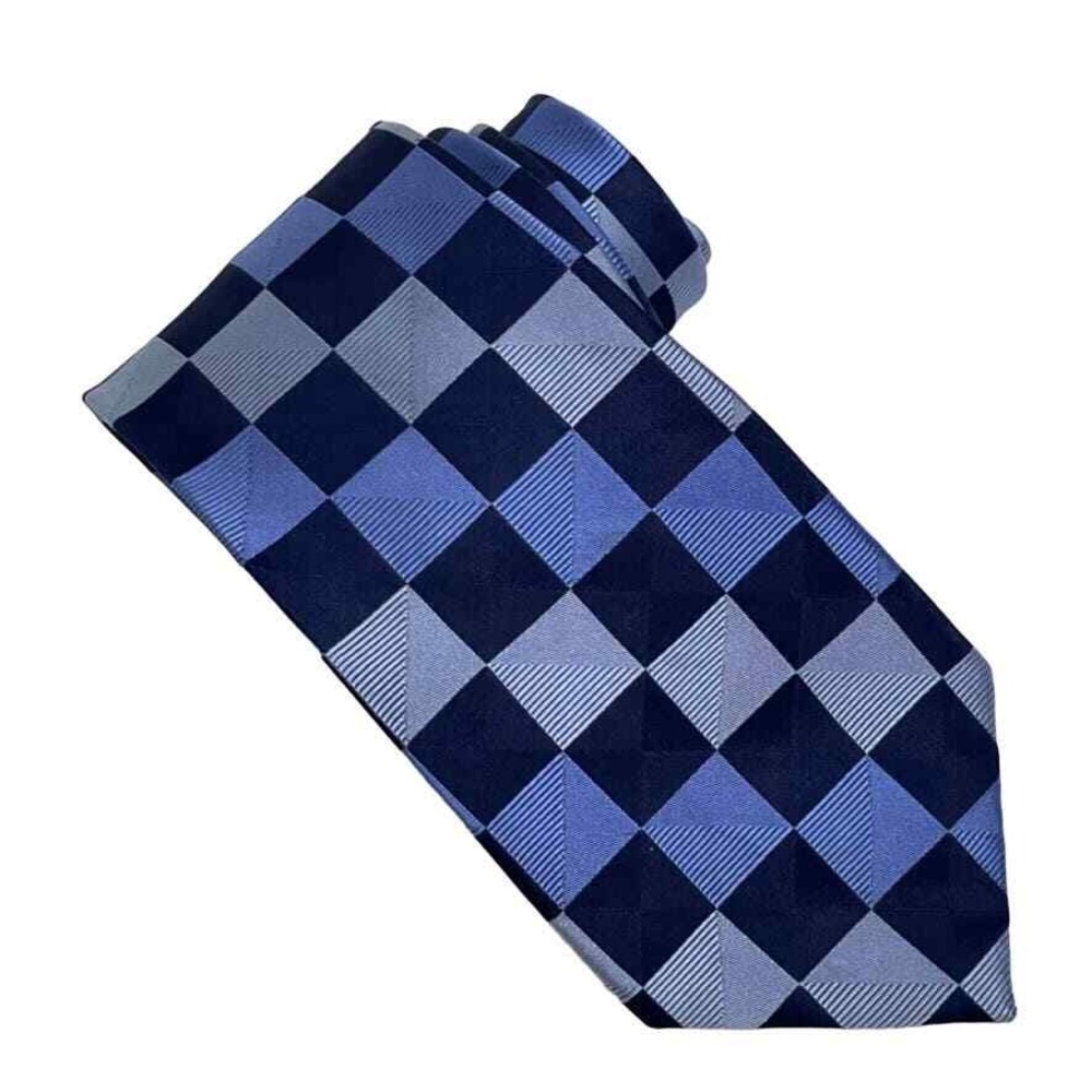 Michael‎ Michael Kors Designer Necktie Shades of Blue Silver Check Print